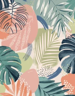 ABSTRACT JUNGLE TEAL BLUE