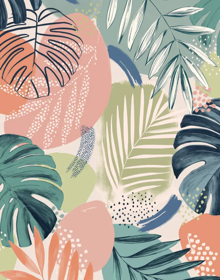 ABSTRACT JUNGLE TEAL BLUE