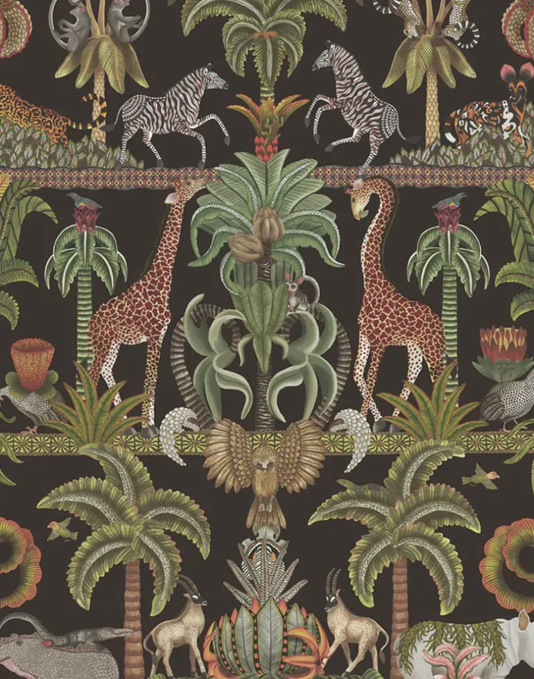 Afrika Kingdom, Olive Green & Spring Green on Black 119/5027