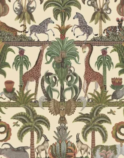 Afrika Kingdom, Olive Green & Spring Green on Cream 119/5026