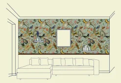 Aqua Butterfly Wallfabric