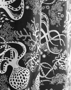 Aquatic Cotton Fabric, Black / White