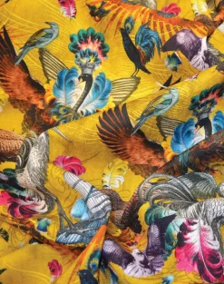 Arrivee des Oiseaux Fabric, Mustard