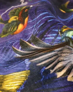 Arrivee des Oiseaux Fabric, Cobalt - Cotton Velvet Fabric