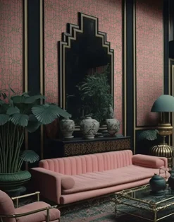 Bamboo Candy, Blue on Orange