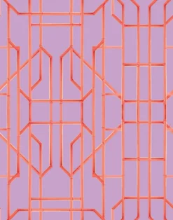 Bamboo Candy, Red on Lilac