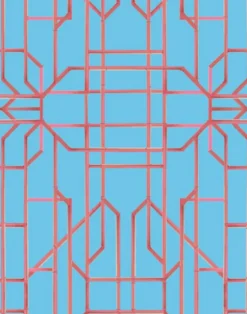 Bamboo Candy, Red on Swedish Blue