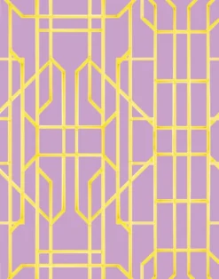 Bamboo Candy, Yellow on Lilac