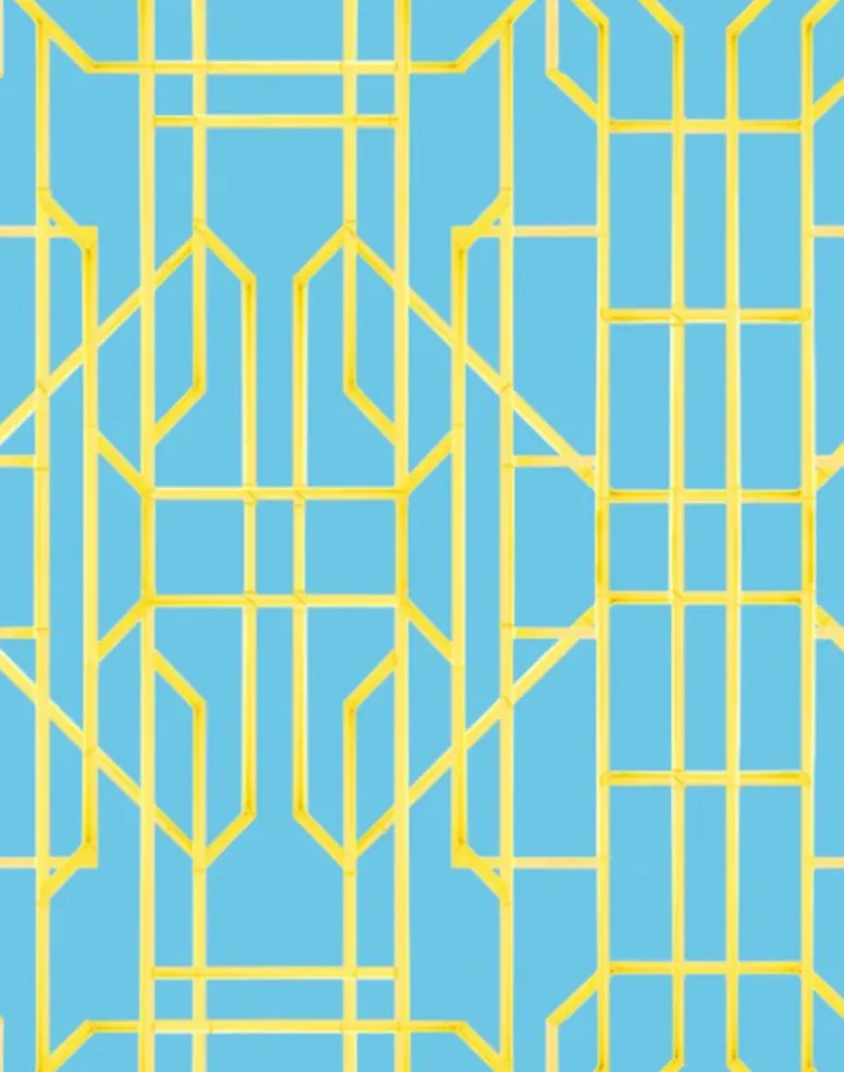 Bamboo Candy, Yellow on Swedish Blue