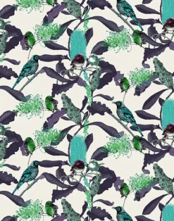 Banksia Medley, Aqua Flowers on Worn White