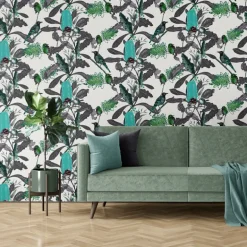 Banksia Medley, Aqua Flowers on Worn White