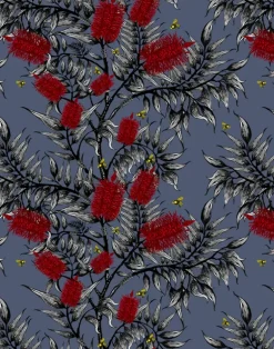 Bees in the Bottlebrush, Red Flowers on Bruce