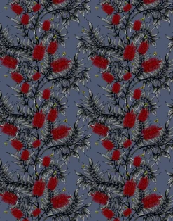 Bees in the Bottlebrush, Red Flowers on Bruce