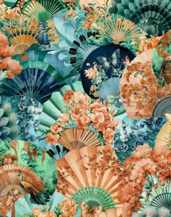 Blossom Fabdango, Teal & Burnt Orange