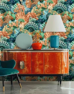 Blossom Fabdango, Teal & Burnt Orange