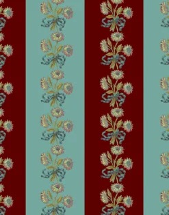 Chateau Stripe, Cherry & Blue Fabric