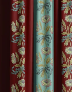 Chateau Stripe, Cherry & Blue Fabric