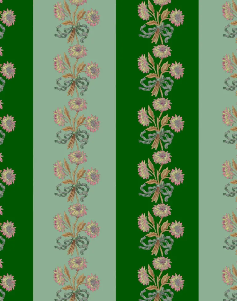 Chateau Stripe, Green & Mint Fabric
