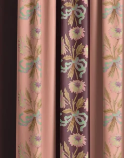 Chateau Stripe, Peach & Burgundy Fabric