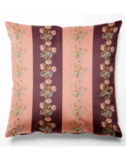 Chateau Stripe, Peach & Burgundy Fabric