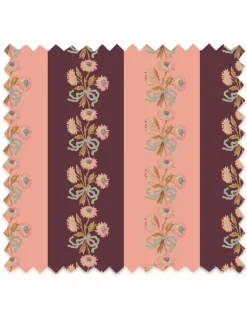 Chateau Stripe, Peach & Burgundy Fabric