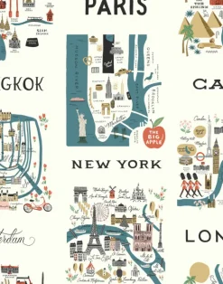 City Maps, Blue & Red RI5162