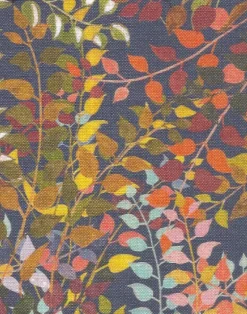 Confetti Leaves Fabric, Ash Grey