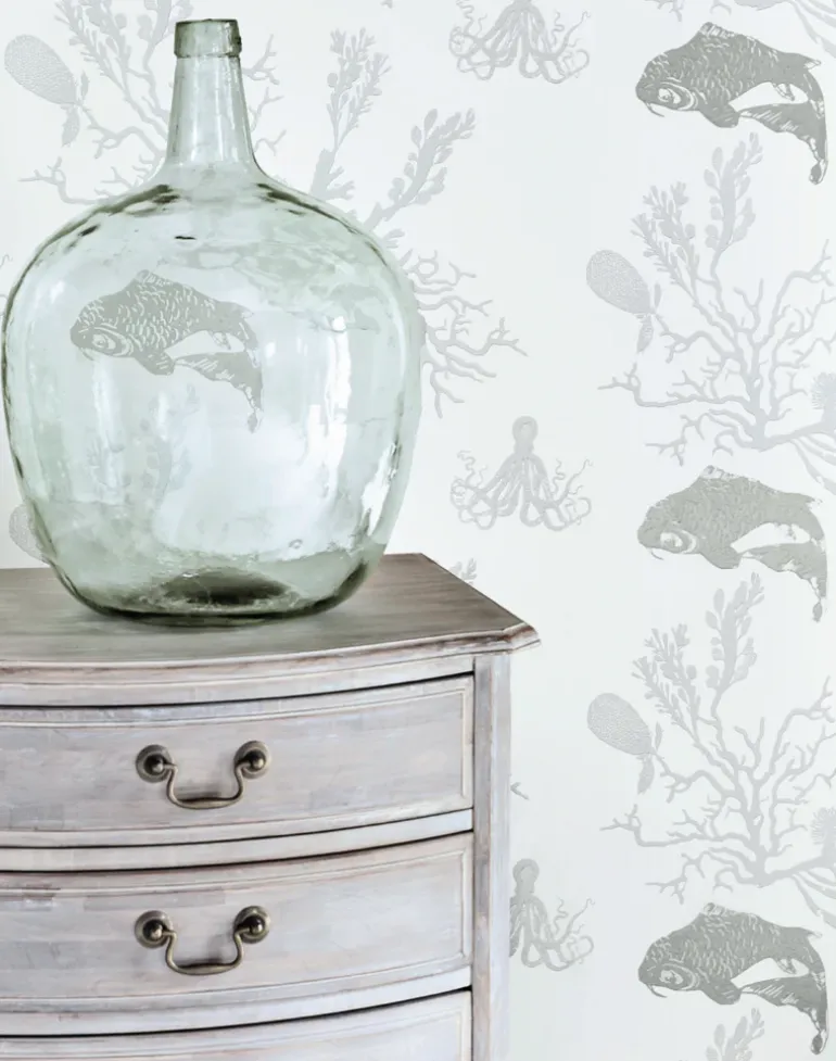 Coral, Pale Grey and Silver