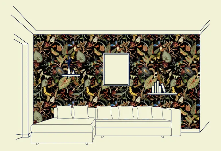 Dark Butterfly Wallfabric