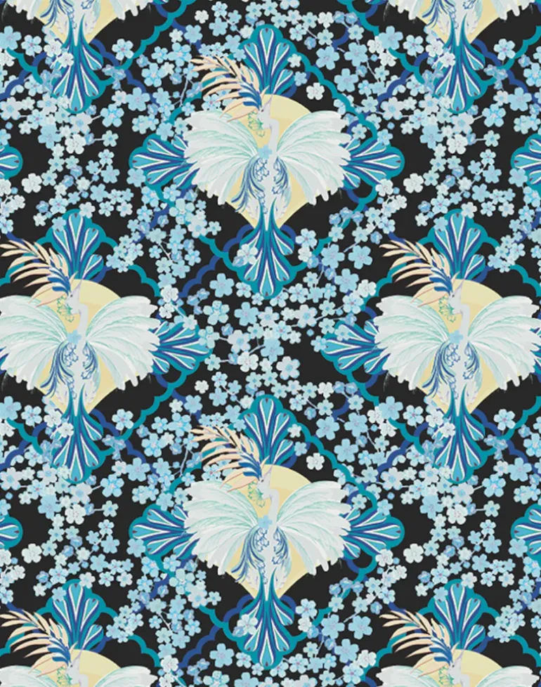 Faded Glamour Nights, China Blue on Black