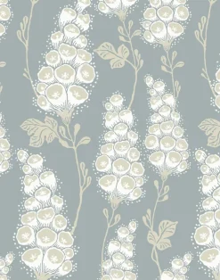 Flora Linen Fabric, Dusty Blue