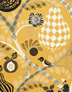 Fruit Garden Cotton Fabric, Yellow