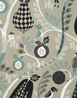 Fruit Garden Cotton Fabric, Grey