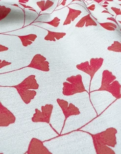 Ginkgo Leaves Fabric, Aurora Red