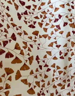 Ginkgo Leaves Fabric, Chestnut Brown