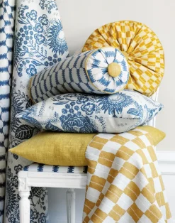 Gustav Linen Fabric, Mustard / Rye