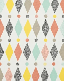 Harlequin Cotton Fabric, White Multi