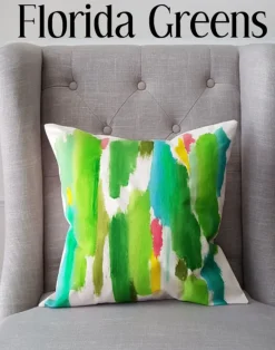 Julie Kay Hand Painted Watercolor Pillow Cover, Florida Greens