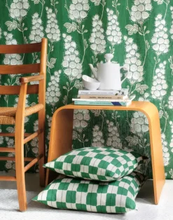 Karin Linen Fabric, Deep Green / Sand