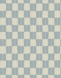 Karin Linen Fabric, Dusty Blue / Sand