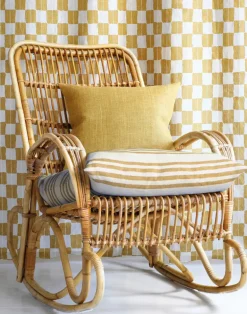 Karin Linen Fabric, Mustard / Sand