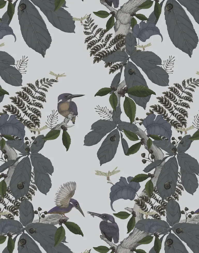 Kingfisher, Grey on Light Grey