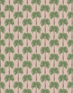 Little Palma Linen Fabric, Flamingo