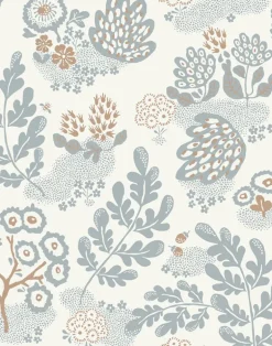 May Linen Fabric, Dusty Blue / Ivory