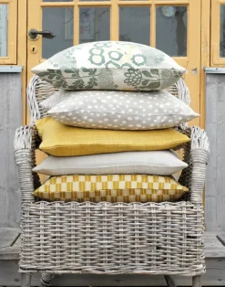 May Linen Fabric, Sand / Forest Green