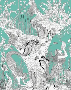 Mermaids Wallpaper, Aqua