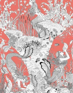 Mermaids Wallpaper, Coral