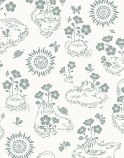 Midsummer Linen Fabric, Dusty Blue / White