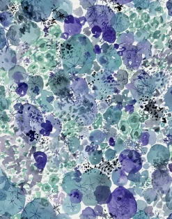 Moss, Blue - Linen Fabric