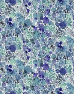 Moss, Blue - Linen Fabric